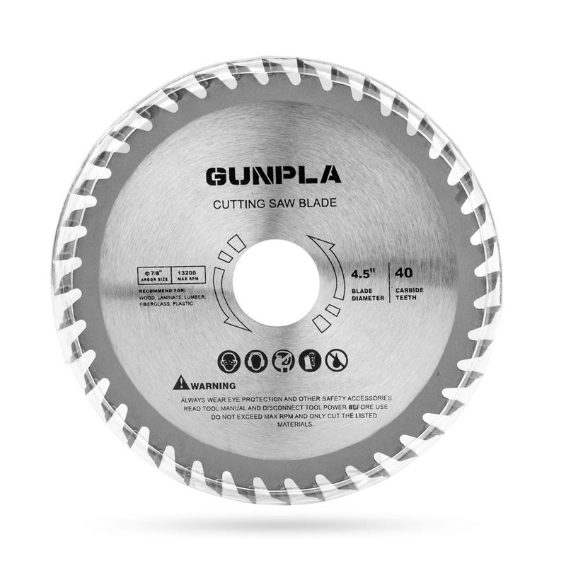 Gunpla 3 Pieces 4-1/2-inch 40 Tooth Alloy Steel TCT General Purpose Hard & Soft Wood Cutting Saw Blade with 7/8-inch Arbor(Reduce Ring 5/8 inch) - Image 4